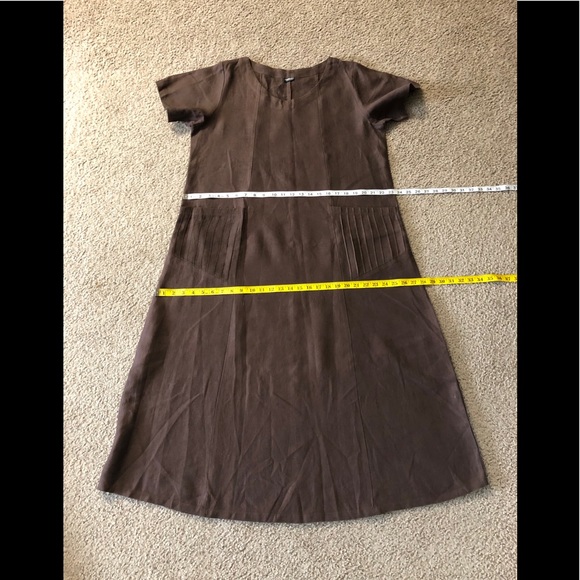 Amélline Linen Blend Chic Long Dress Size L Casual Offially Workwear Pockets - Picture 6 of 12